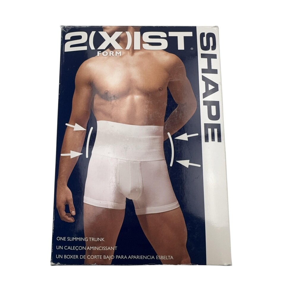 2(X)IST Form Shape Slimming Trunk Boxer Brief Mens Large White Shapewear